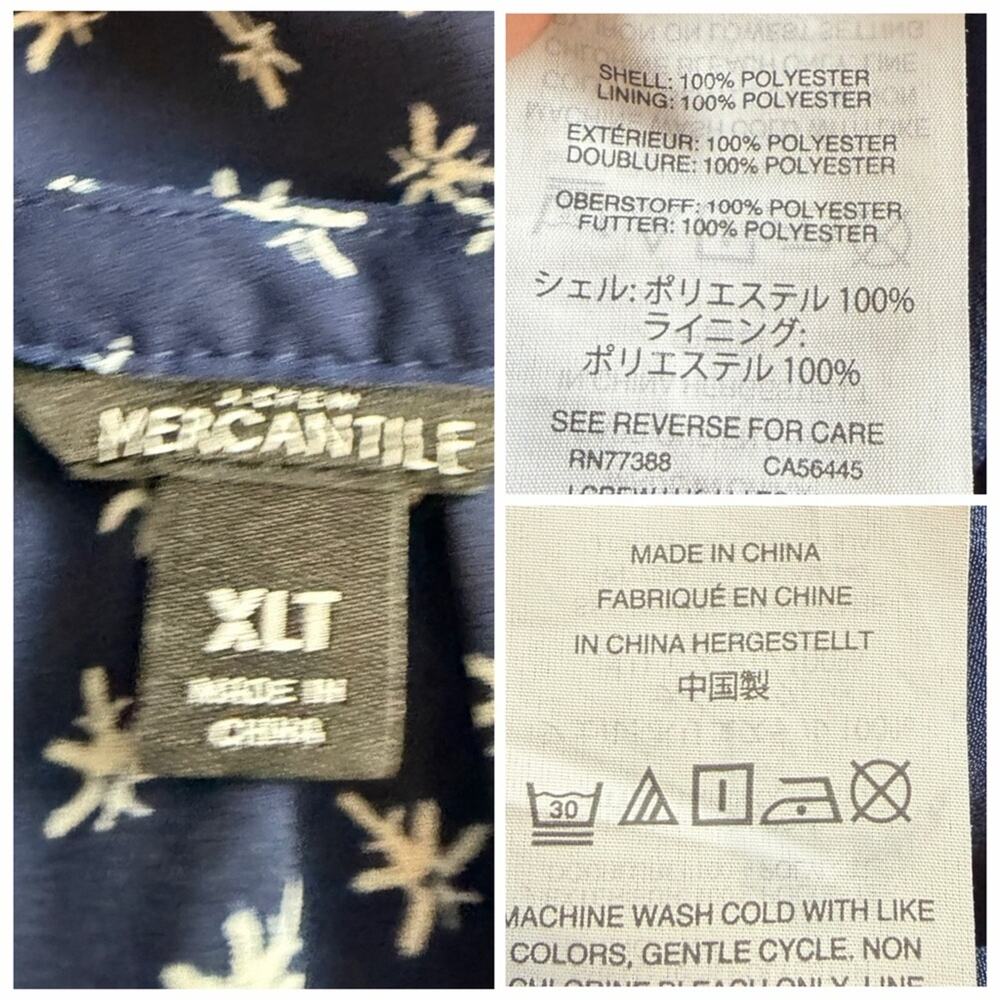 J. Crew Midi Dress Blouson Flutter Sleeve Navy Blue Star Print Women’s Size XLT - Picture 11 of 13